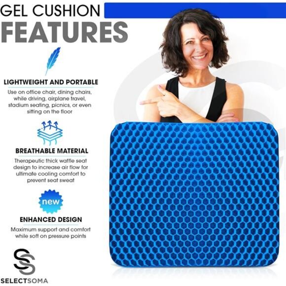 Gel Seat Cushion for Long Sitting Pressure Relief for Back, Cushion for Office - Picture 3 of 7